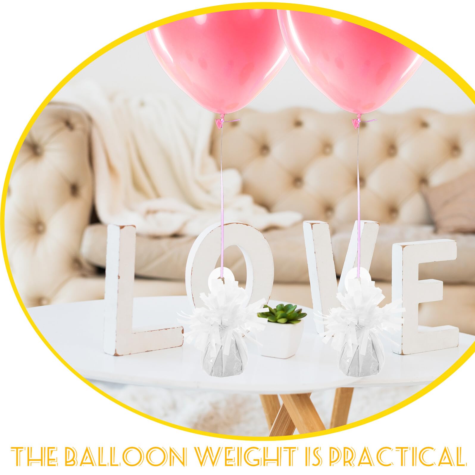 Blocco di Peso Palloncino 6 Pezzi Bianco in Pvc e Cemento | Riutilizzabile, per Palloncini Ordinari, Eventi e Anniversari, Confezione da 6 Pezzi
