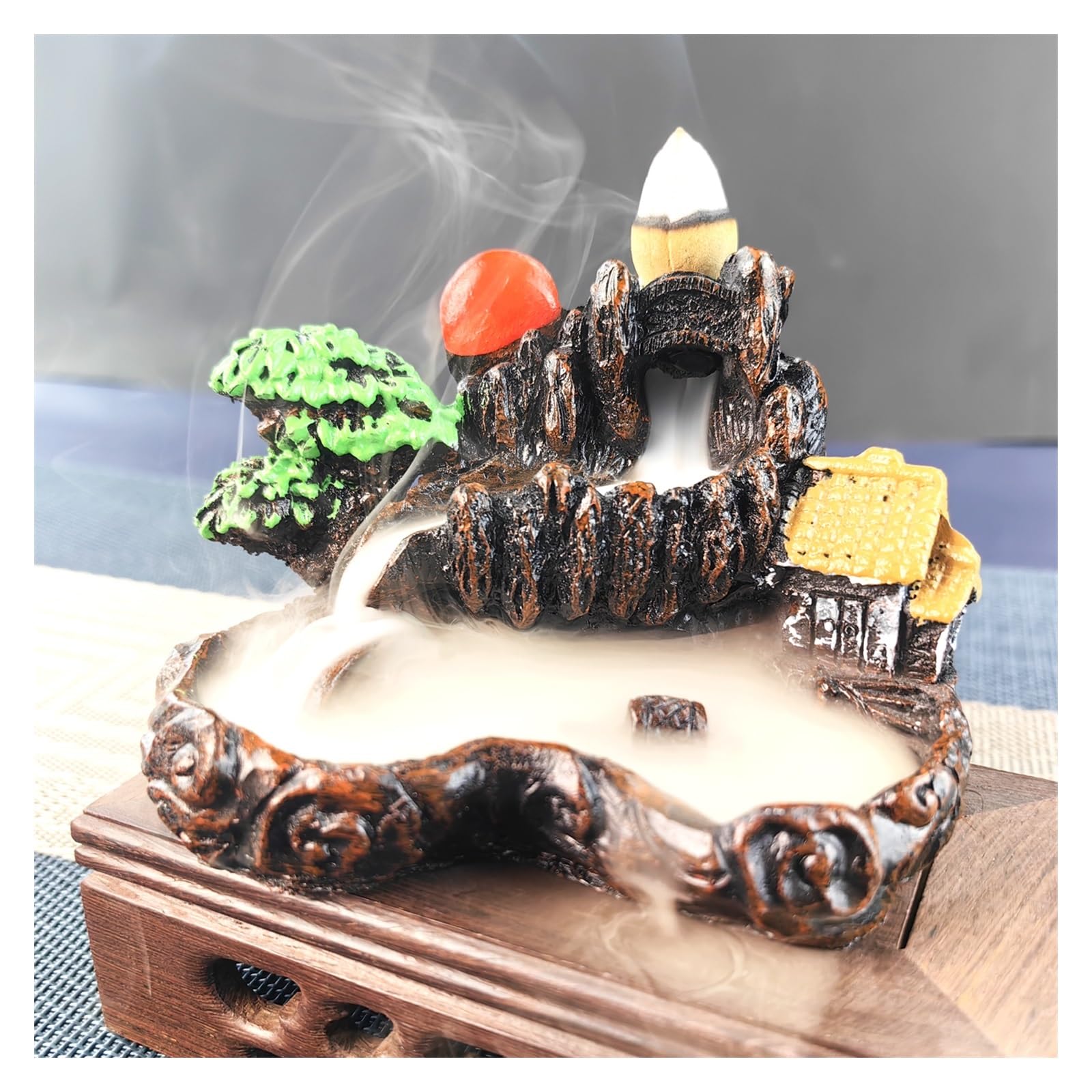 Incense Pot 1pc Resin Waterfall Backflow Incense Burner, Aroma Diffuser Ornament, Decorative, Home Decor, Room