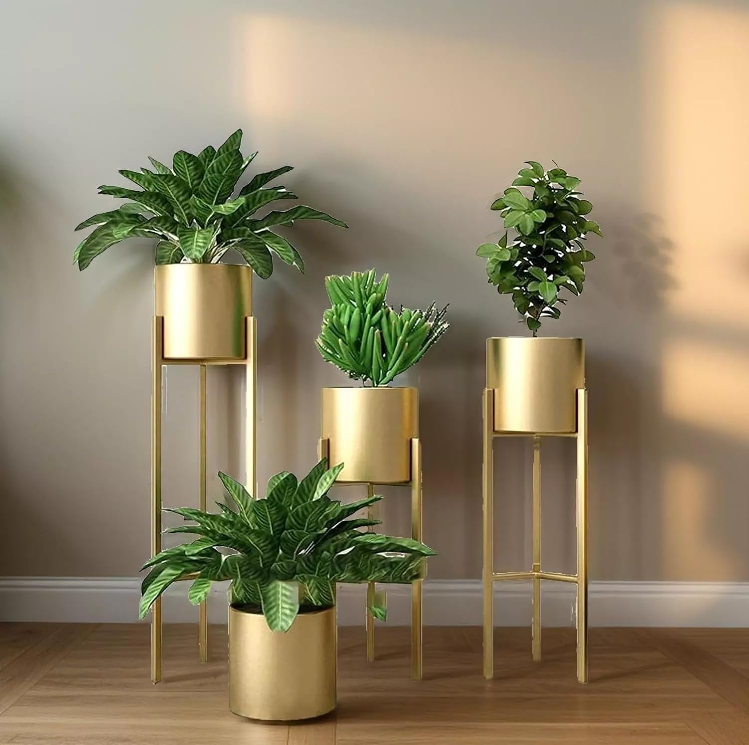 M G METAL CRAFTS Modern Metal Floor Flower Stands Planter for Living Room Bedroom Display Plant Stand Tall Indoor Plant Stand with Planter Pot - (Set of 3 gold) (B0D42FNBLG) Amazon Price History, Amazon Price Tracker