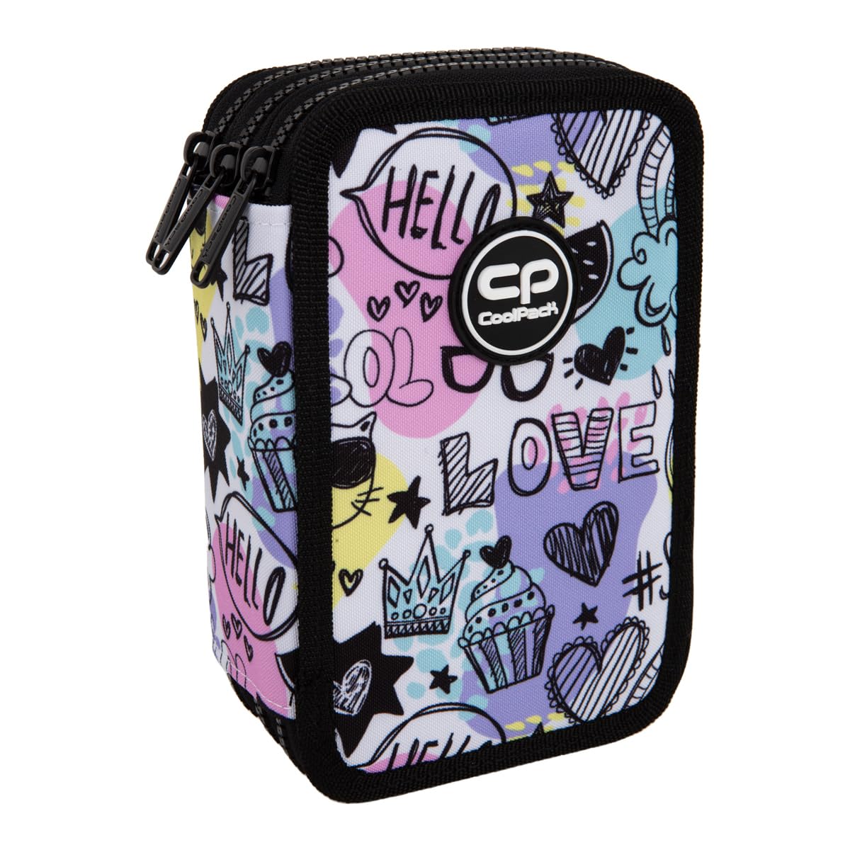 CoolPack XXL Federtasche Federmappe 3-Fach Schulstiftetui, dreifaches Federmäppchen, Federmäppchen für Mädchen, 3-stöckig, Mood, 44-teilig gefüllte Schüleretui