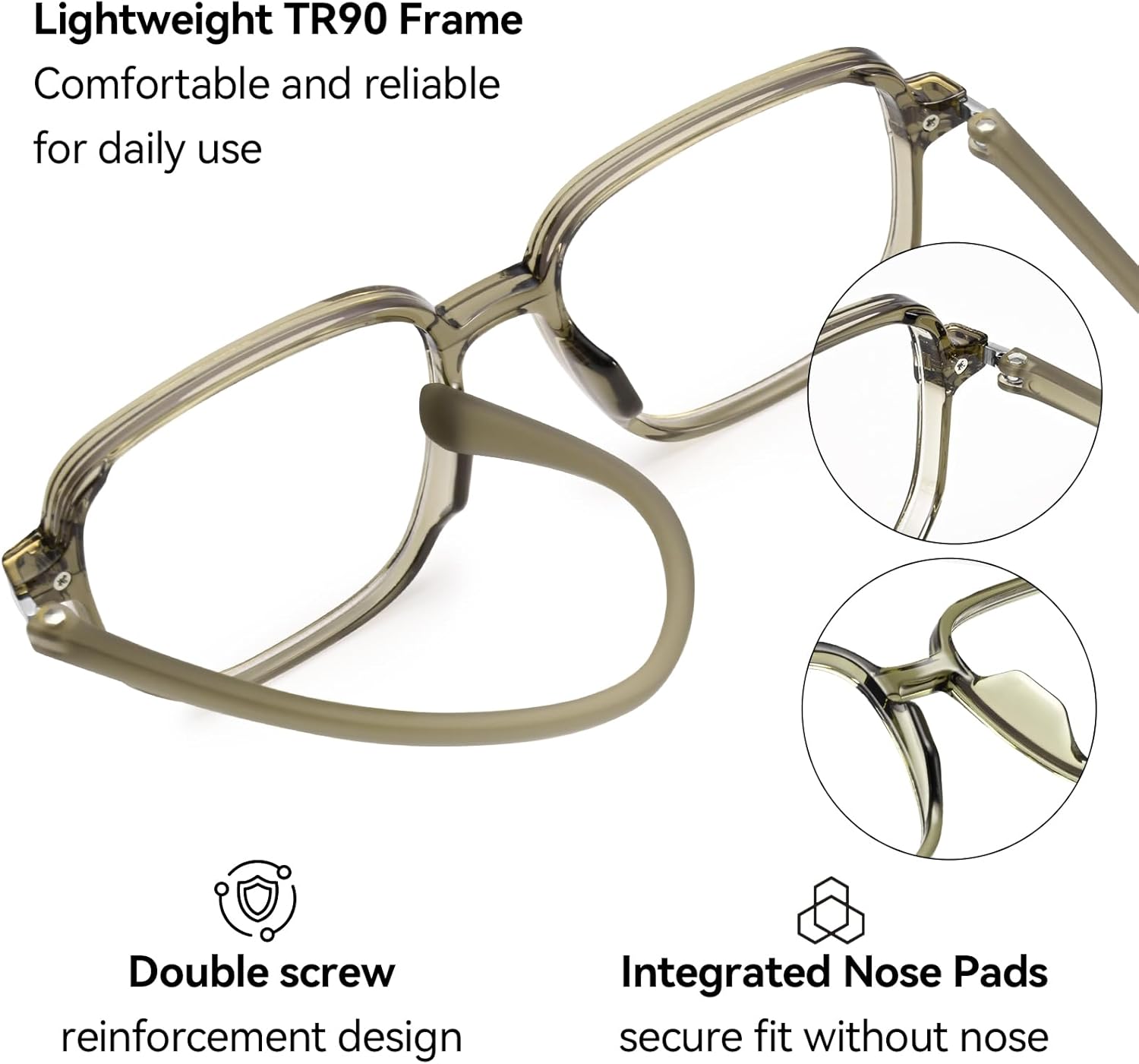 Dollger Square Blue light Glasses for Women Men Oversized Bluelight Blocking Computer Screen Stylish Eyeglasses TR90 Frame - Image 4