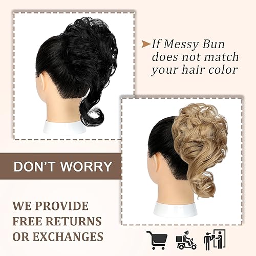 Miniatura 7 de Wodelanle Moño de pelo desordenado con clip de garra para mujer, ondulado, rizado, moños, clip de garra, extensiones de cabello despeinado para uso