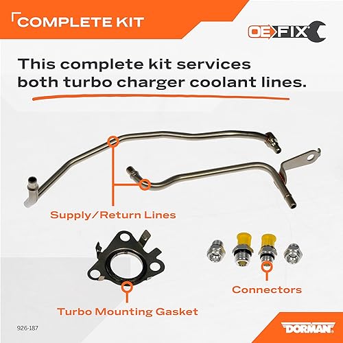 Miniatura 2 de Dorman 926-187 Kit de línea de refrigerante turbo del lado del conductor compatible con modelos seleccionados de Ford/Lincoln (OE FIX)