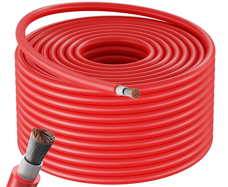 Cabo de Extensão para Painel Solar Bateria Power 10AWG 6 mm², 30,48 m, Cobre Estanhado, Vermelho