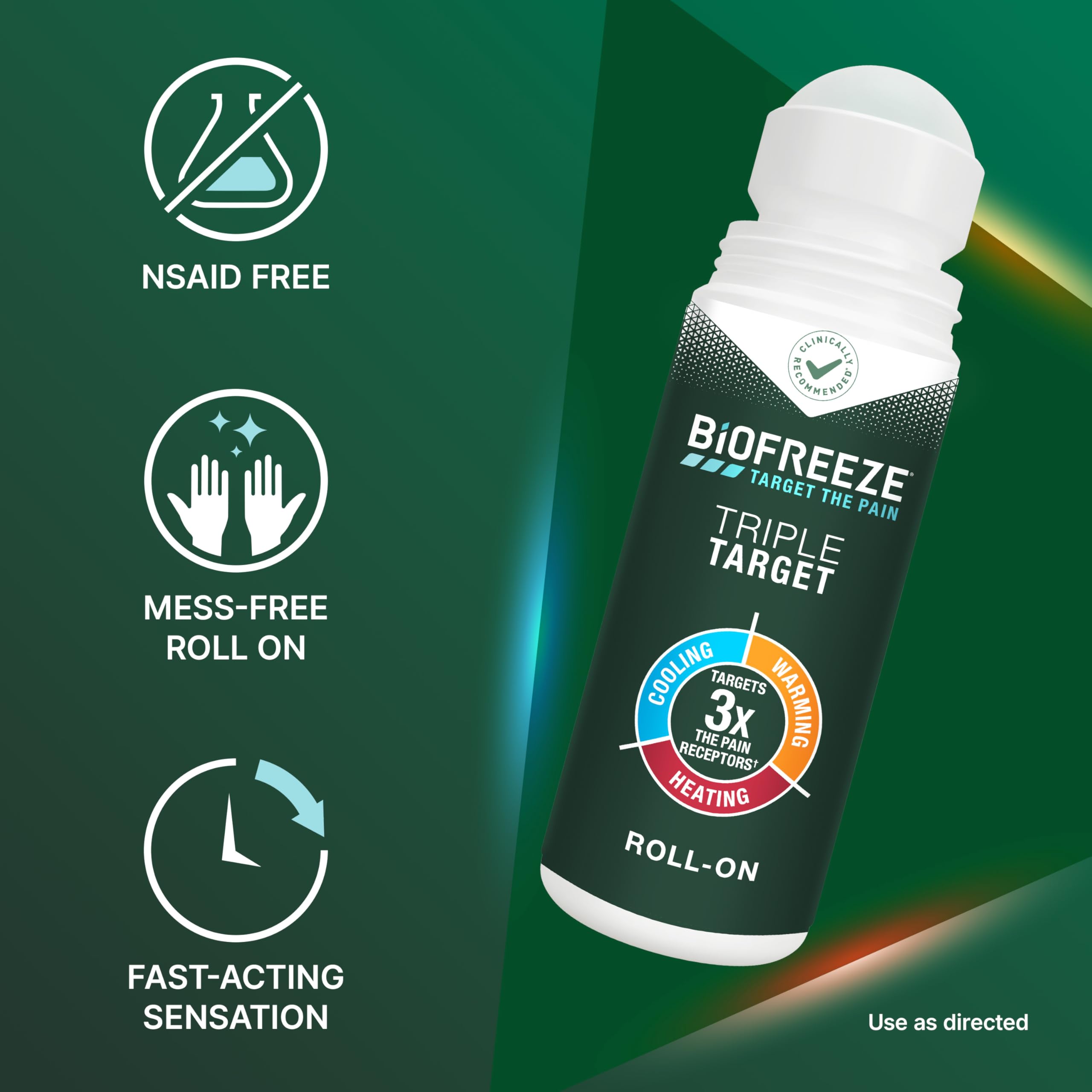 Biofreeze Triple Target Pain Relief Roll On, NSAID-Free Relief, 2.5 FL OZ — Amazon image 4