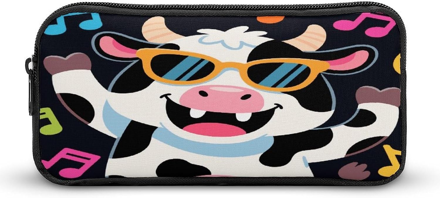 Funny Cows Print Large Capacity Pencil Case for Office Supplies
