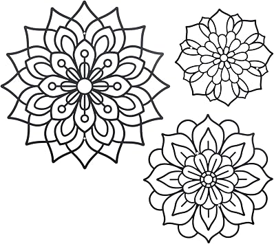 OYEFLY 3 Pieces Metal Flowers Wall Decoration,Flower Art Wall Decor Farmhouse Wall Decor Black style2
