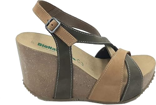BioNatura Sandalo Zeppa Incrocio 29Maratea Nabuk Multi Brandy Made in Italy  (Numeric_39) : Amazon.it: Scarpe e borse