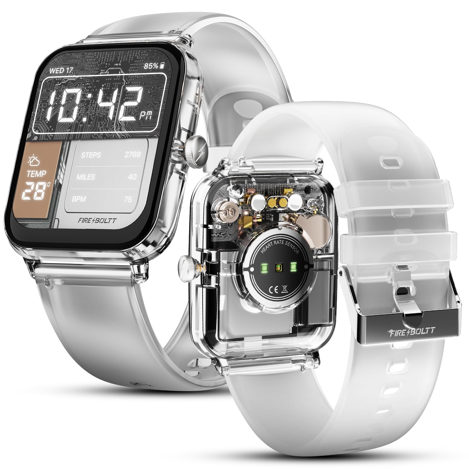 Fire-Boltt Ninja Phantom Smart Watch 1.83” Display, Transparent Clear Body Design, Bluetooth Calling, 120+ Sports Modes, Voice Assistant, AI Outfit Watch Face Smartwatch for Men & Women Stealth White-image-10