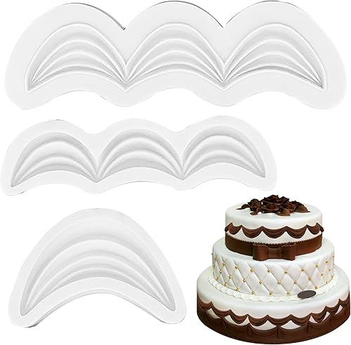 Miniatura 1 de AEGYPIUS Moldes de fondant, 3 moldes de silicona en forma de onda para decoración de pasteles, moldes de silicona para arcilla, manualidades, hornear