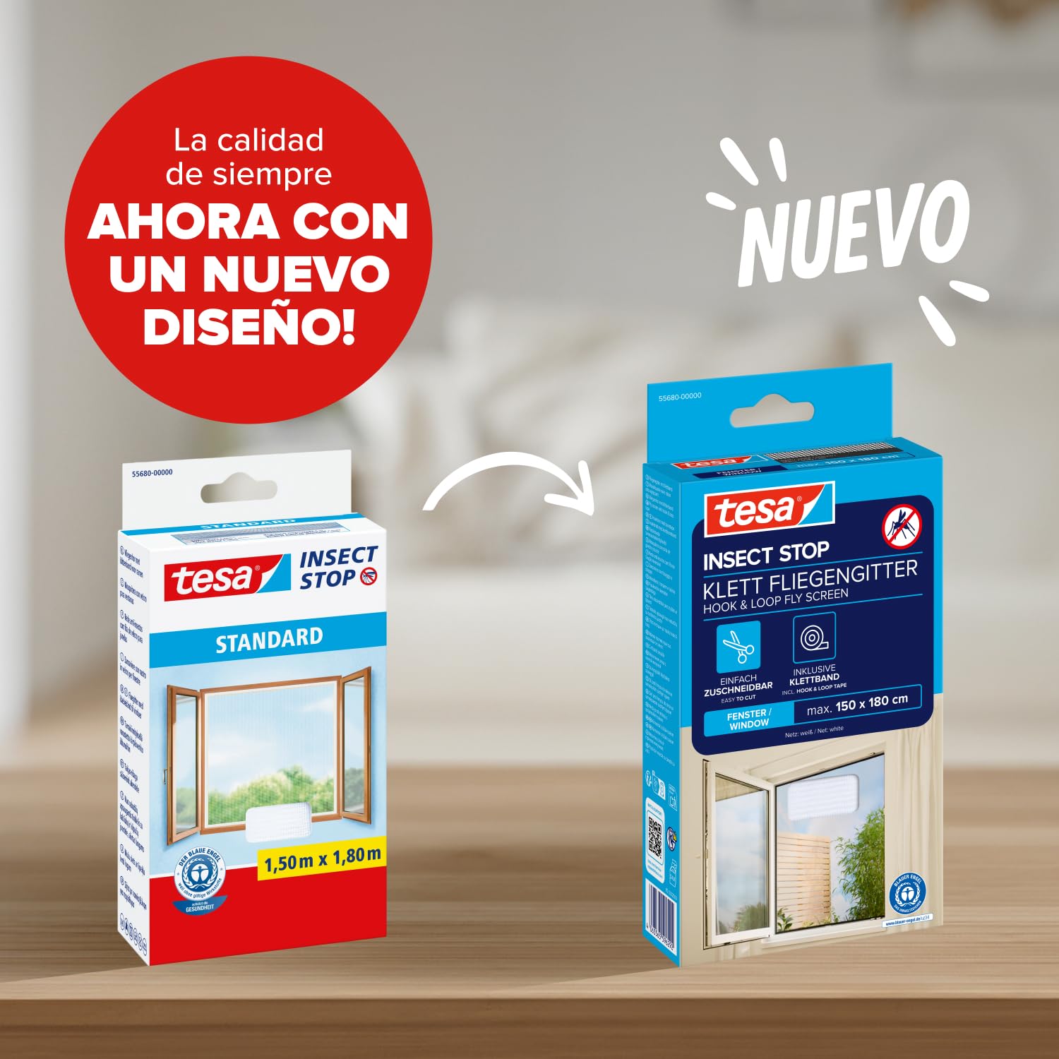 tesa INSECT STOP H&L Fly Screen for Window - mosquitera con cinta autoadhesiva, corte a medida, sin taladrar, blanco - 1x 150 x 180 cm