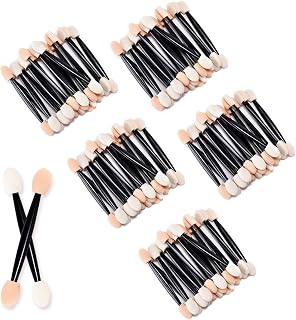 100Pcs Eyeshadow Brush Disposable Dual Sides Eyeshadow Sponge Applicator Eyeshadow Stick Makeup Nail Art Mirror Powder Brush, Black