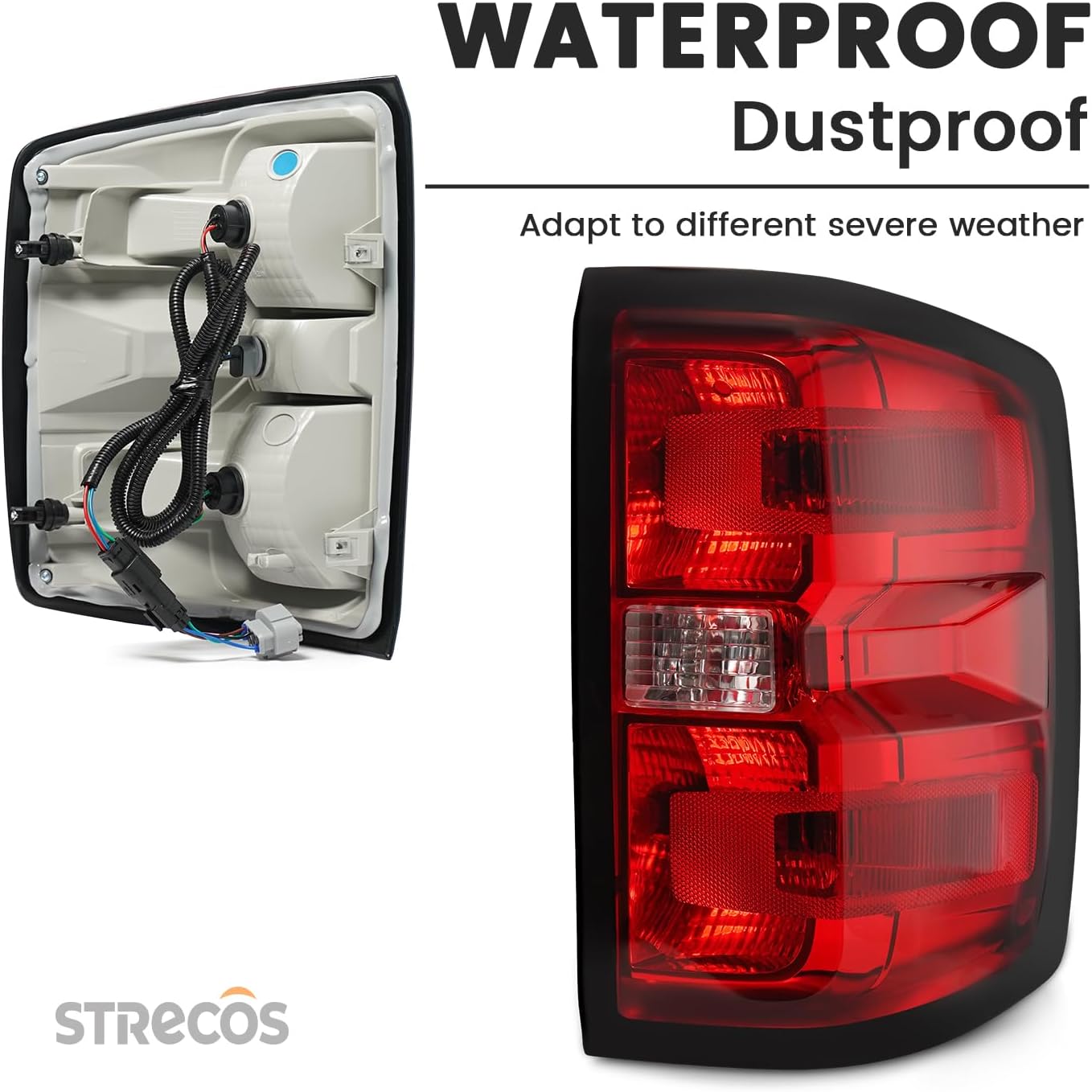 Tail Light Compatible with 2014 2015 2016 2017 2018 Chevy Silverado 1500 2500HD 3500HD Halogen Type Taillight w/Bulb & Harness Rear Brake Signal Lamp Assembly Replace 23295939 (Right Passenger Side)