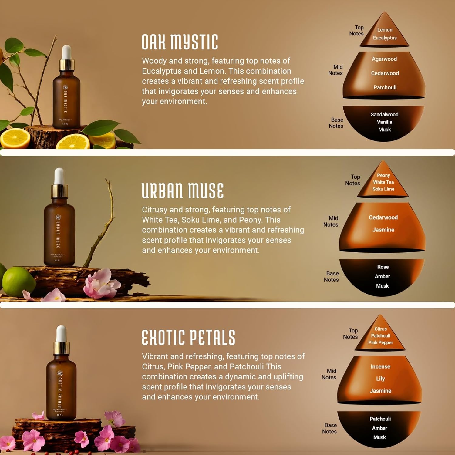 Airliz essential oil 15ml combo pack oak mistic, exotic petals and urban music with eucalyptus and lemon a sophisticated, enforcement atmosphere Airliz essential oil 15ml combo pack oak mistic, exotic petals and urban music with eucalyptus and lemon a sophisticated, enforcement atmosphere