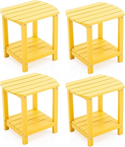 Miniatura 18 de Adirondack - Mesa auxiliar pequeña para exteriores, resistente a la intemperie, HDPE con almacenamiento de 2 niveles para hoguera, balcón, jardín,