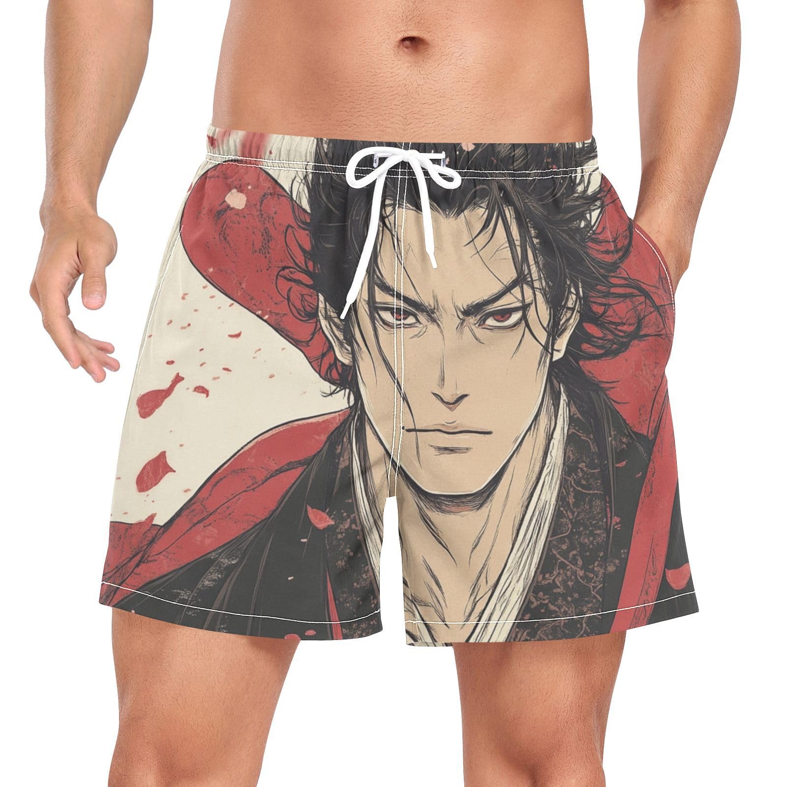 Pantalones cortos de natación de secado rápido con diseño de samurái 8