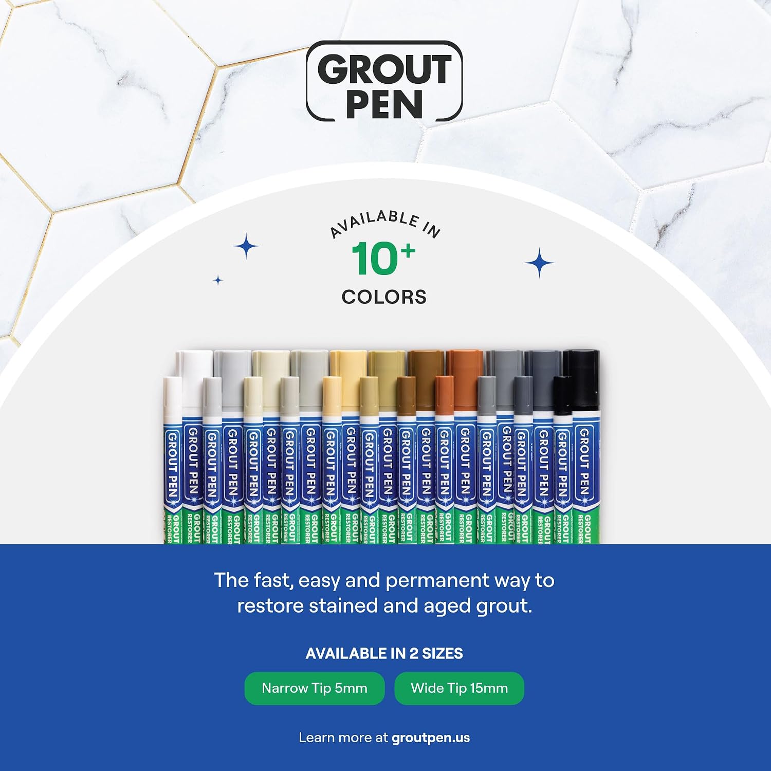Grout Pen Brown Tile Paint Marker: Waterproof Grout Paint, Tile Grout Colorant and Sealer Pen - Narrow 5mm, 2 Pack with Extra Tips (7mL) - Brown