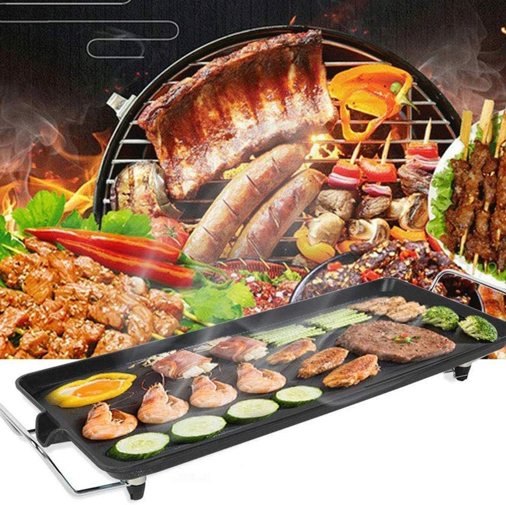 Barbecue Grill Grill Baking Dish-Electric Indoor Searing Grill Removable Easy-to-Clean Nonstick Plate, 6-Serving, Extra-Large Drip Tray, Stainless Steel