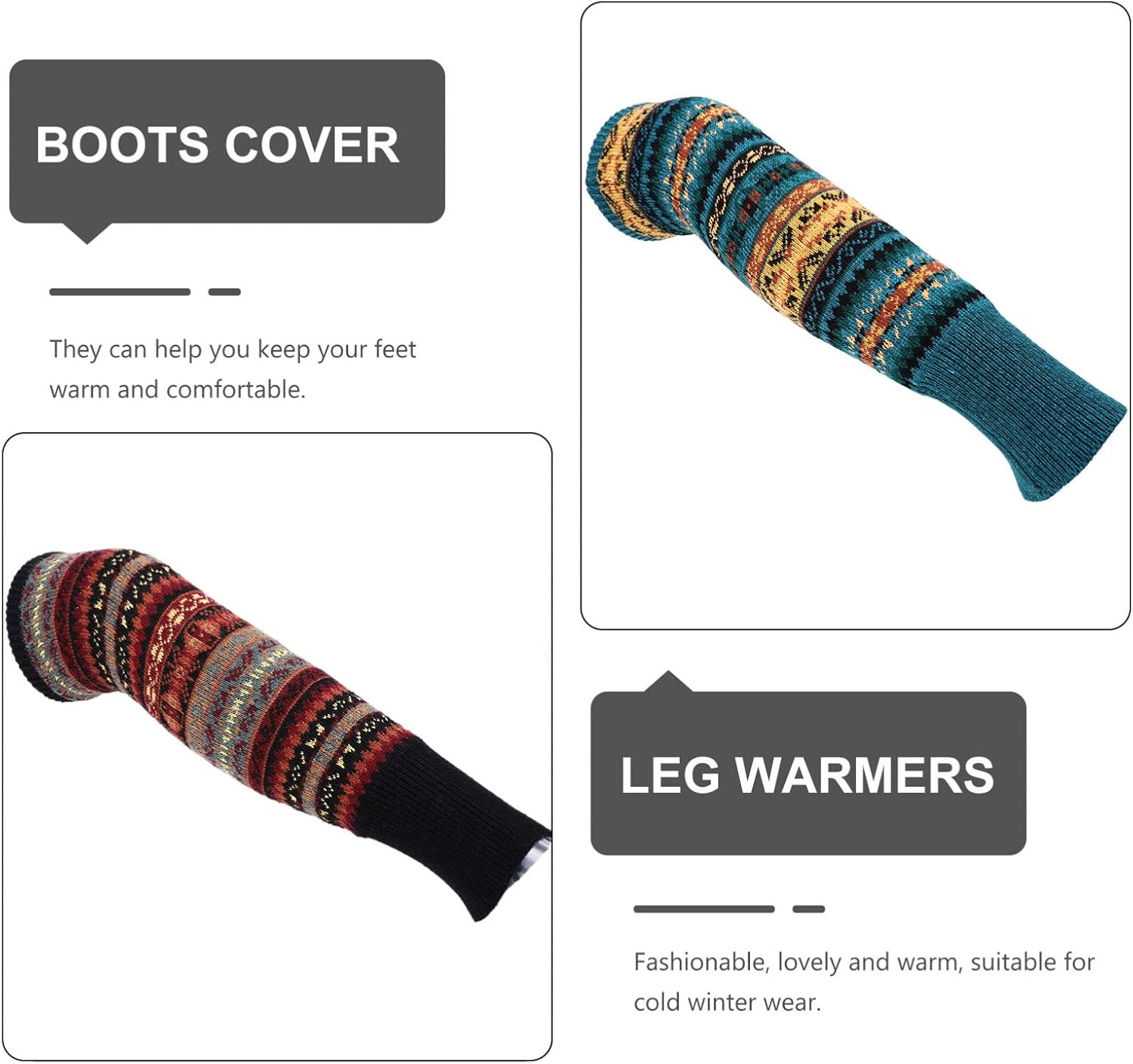 2pairs Unique Fashion Wool Socks for Women Ankle Socks Warm Leg Covers for Winter Easy to Clean