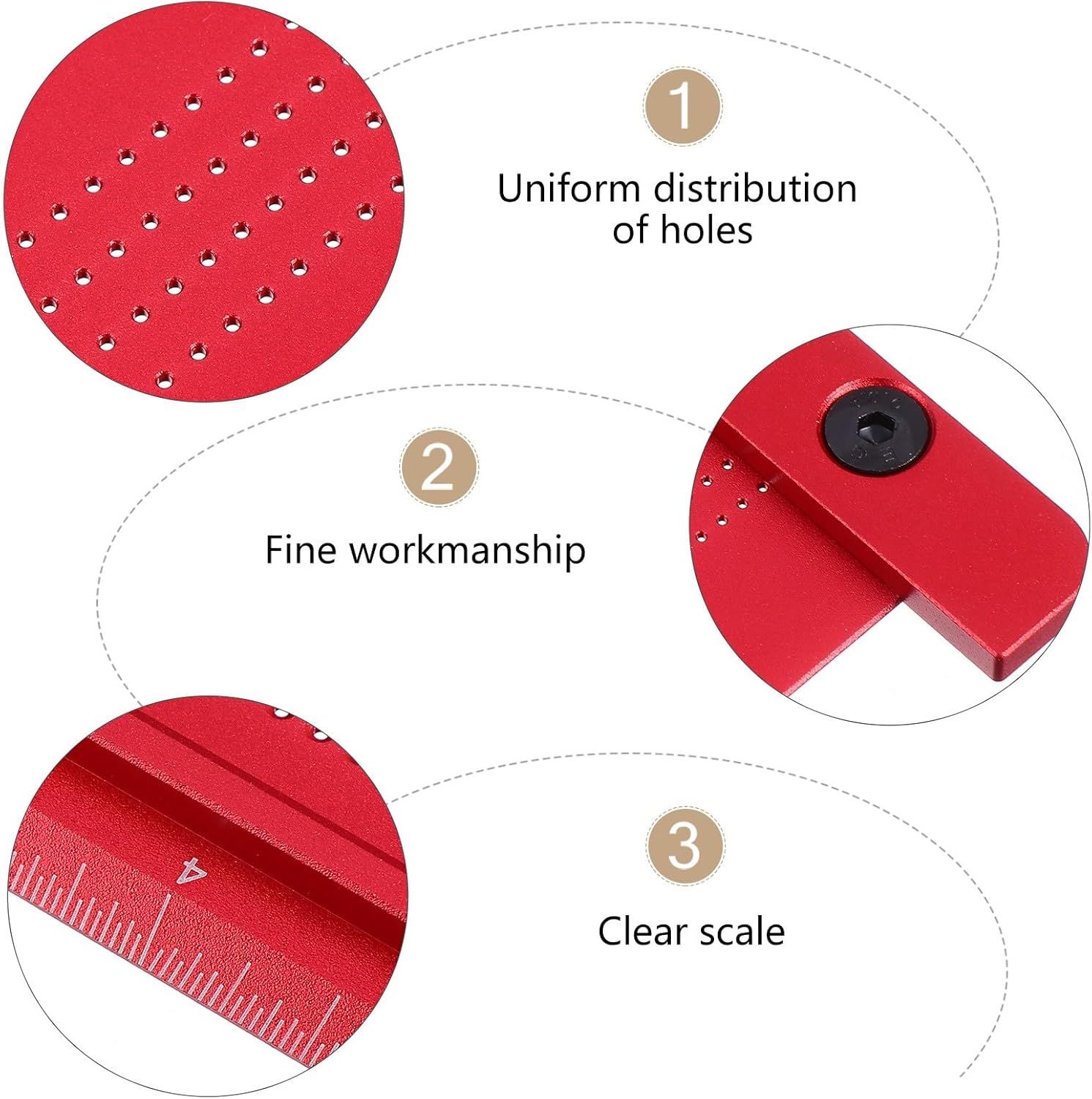 jojofuny Type Woodworking Scriber Precision Hole Positioning Gauge Red Wear-resistant Marking Tool for Carpenters and Woodworkers