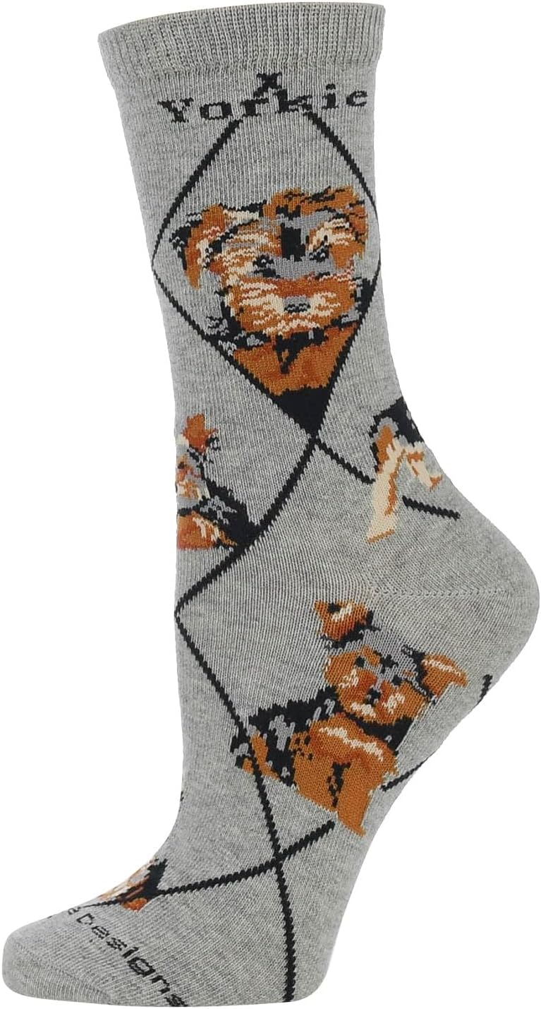 WHD Yorkie Puppy Crew Socks for Women & Men | Gray, Medium | 1-Pack - Image 4
