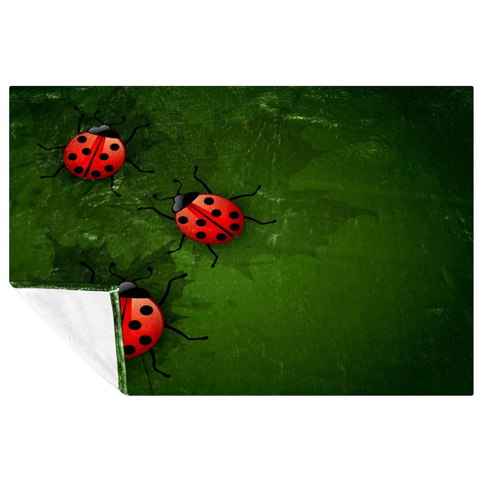 Couverture chaude lit et canapé plaid motif coccinelles vertes doux