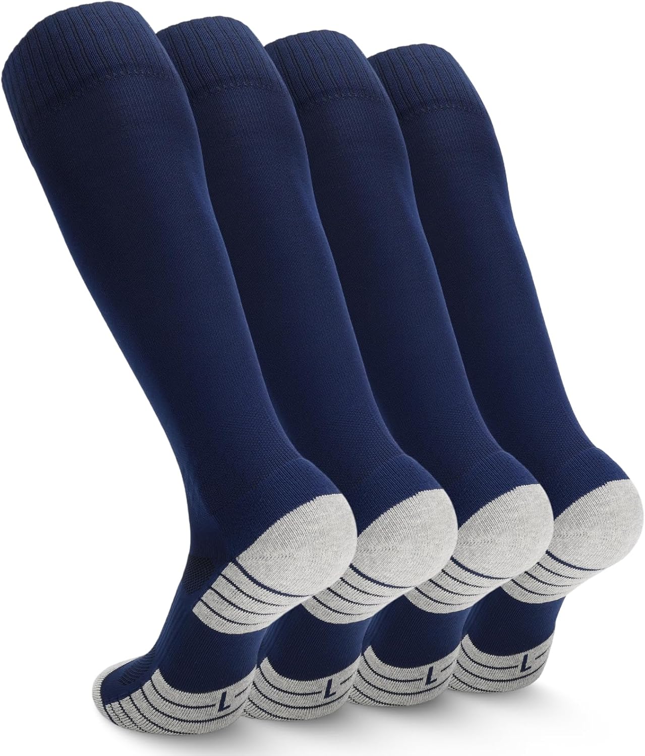 Ultrafun 4 Pairs Soccer Socks Men Youth Kids Cushioned Knee High Team Sports Football Socks