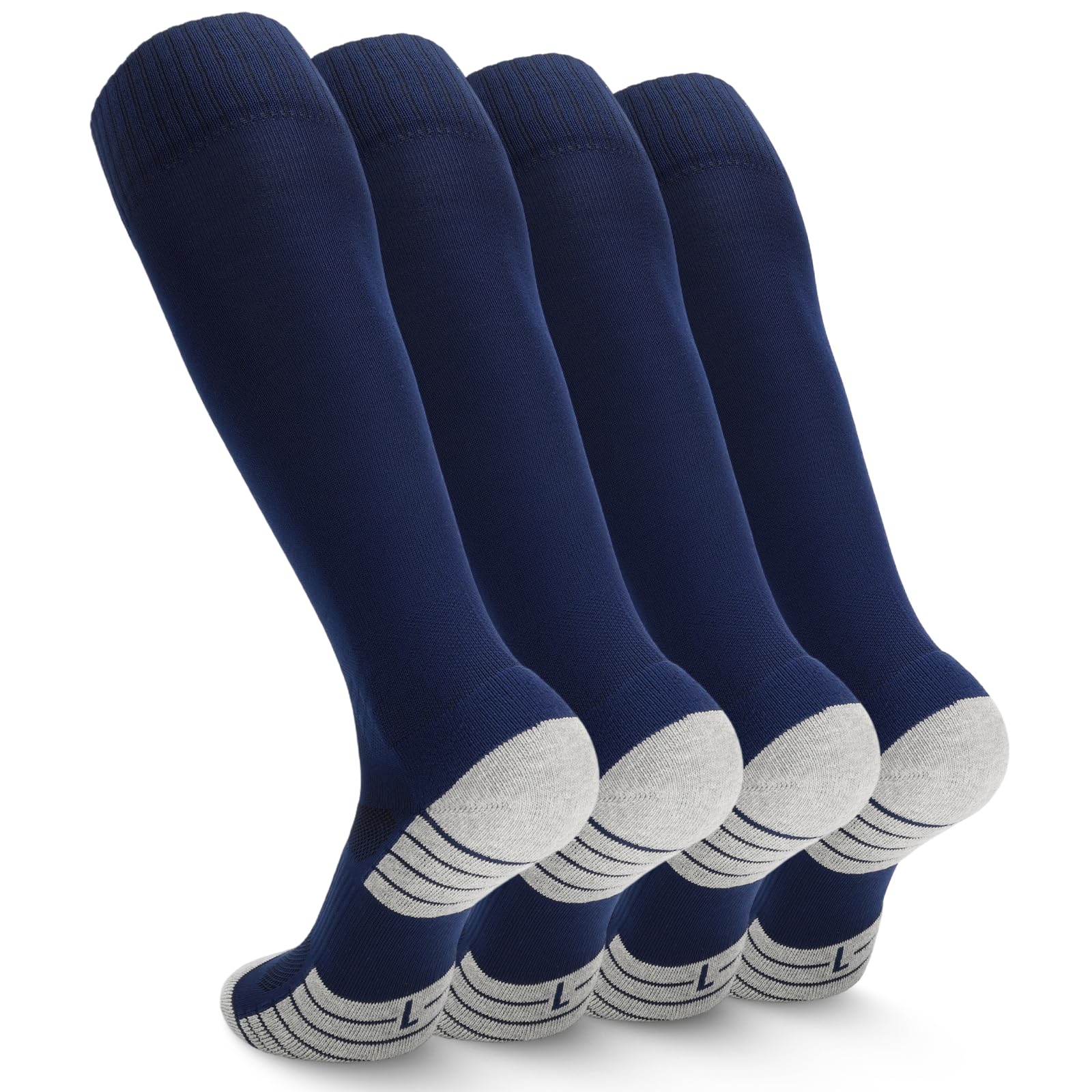 Ultrafun 4 Pairs Soccer Socks Men Youth Kids Cushioned Knee High Team Sports Football Socks