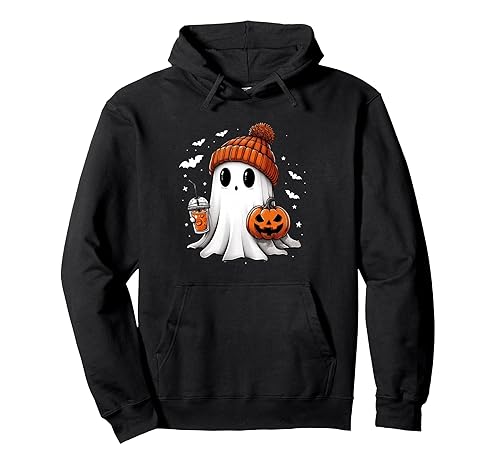 Funny Halloween Pumpkin Ghost Ice Coffee