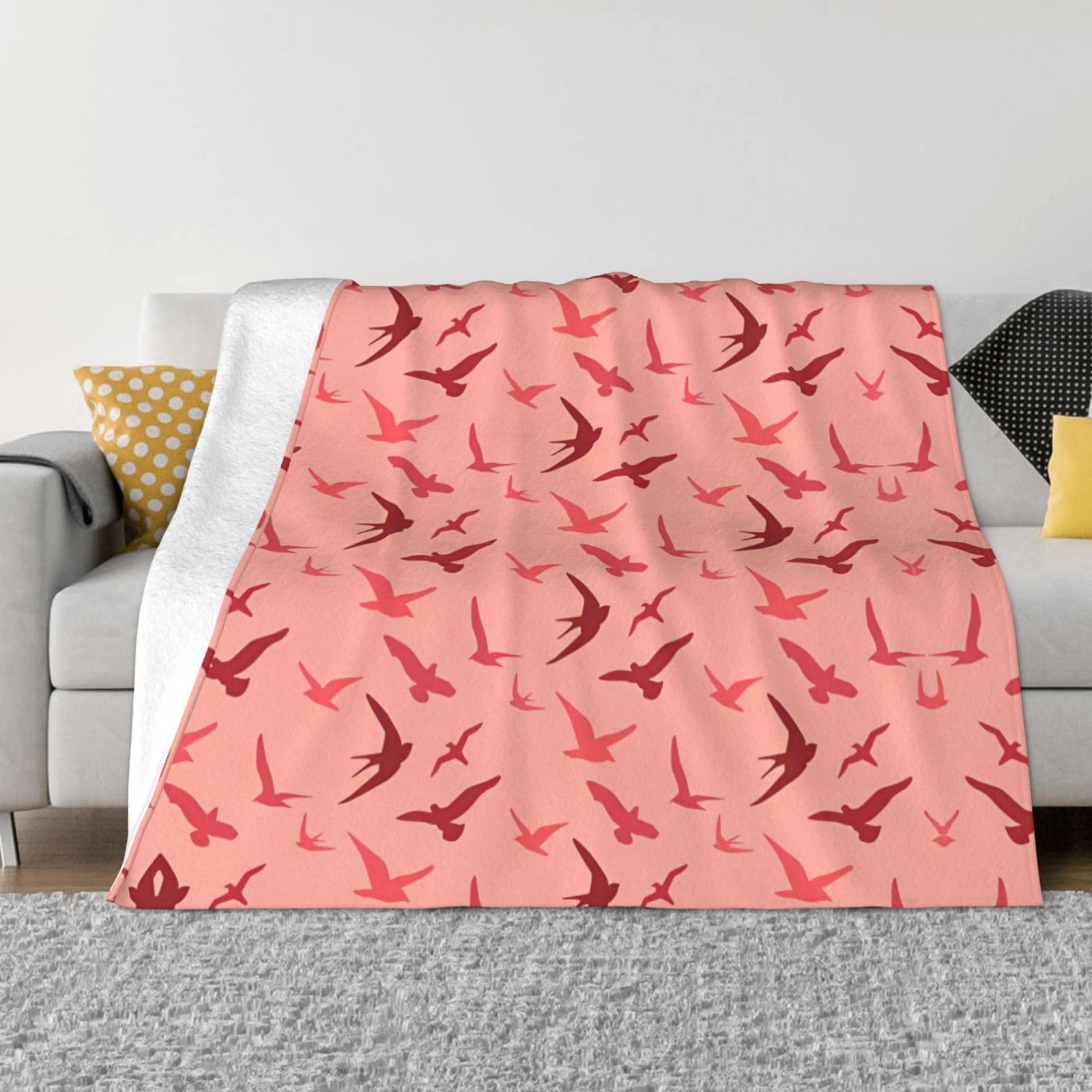 Couverture lit flanelle oiseau dessin animé grand plaid chaud 203x152