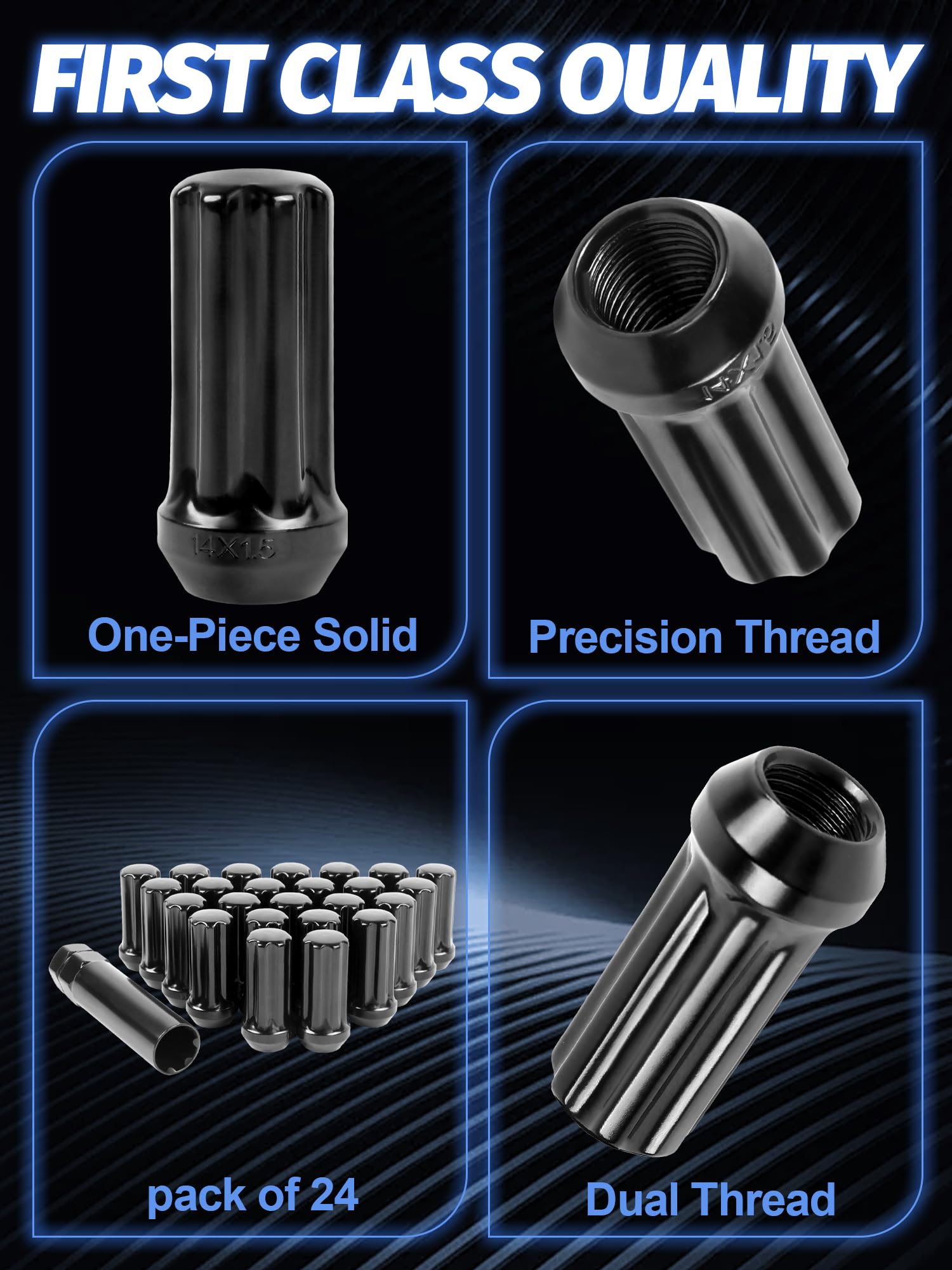 M14x1.5 Spline Lug Nuts - 24 Pack -6 M14x1.5 Spline Lug Nuts - 24 Pack -6