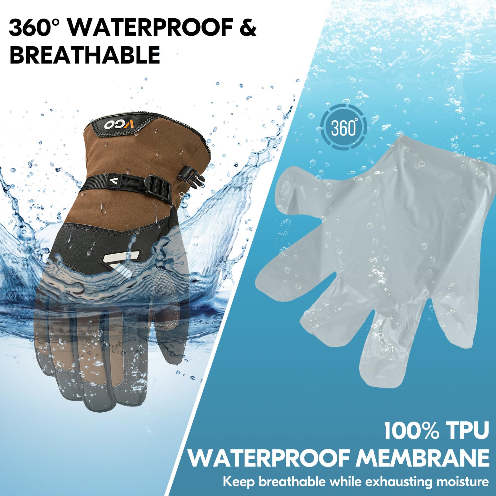 Vgo... Thermal Waterproof Gloves Men in Winter - Image 3