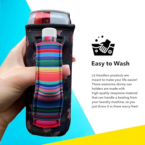 Miniatura 8 de Lit Handlers - Soporte delgado para latas, funda para latas de 12 onzas de alto para bebidas delgadas, material de neopreno, enfriador y cubierta