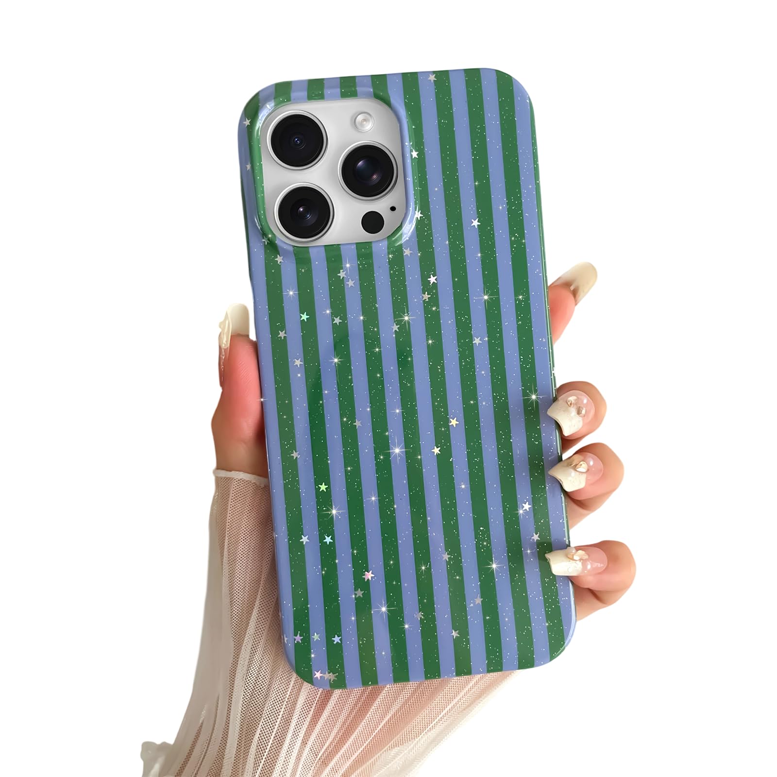 Coque pour iPhone 15 Pro Max fine antichoc rayures paillettes TPU - 8