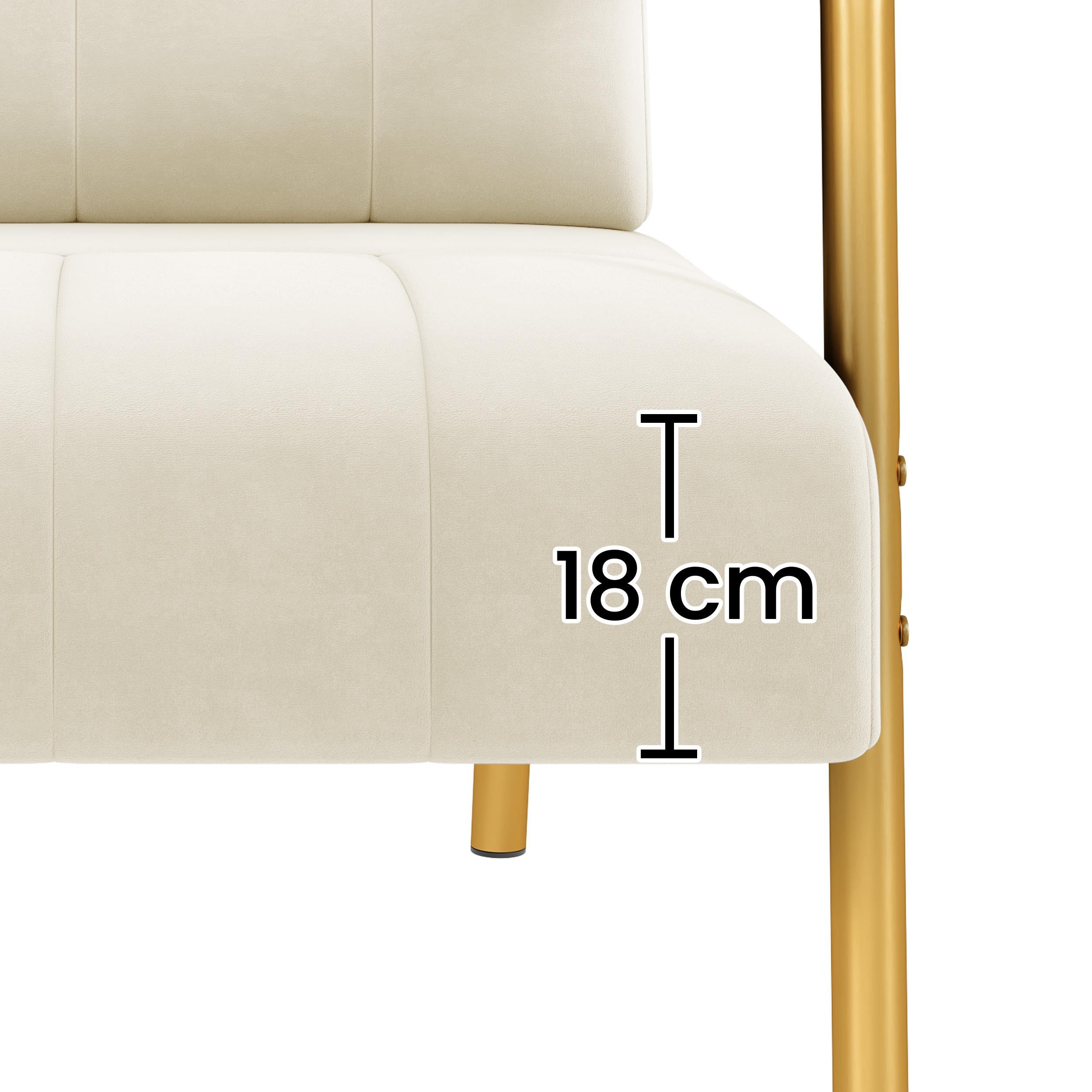 Abician Fauteuil de Salon en Velours Chaise d'appoint Relaxation avec Coussin Carré Fauteuil de Relax Cadre en Métal Doré pour Chambre à Coucher Salle d'attente Bureau Beige