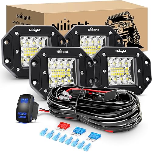 Miniatura 10 de Nilight 4PCS 42W LED de montaje empotrado - Faros LED actualizados, combo de haz puntual y amplio, para conducción, trabajo, respaldo, marcha atrás