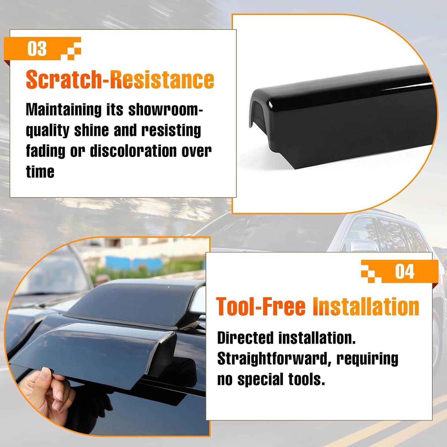 Compatible with Toyota 4Runner Roof Rack Covers 2010-2019, for 4Runner Roof Rack Rail End Cover Shell 4 PCs (Piano Black, Paint)