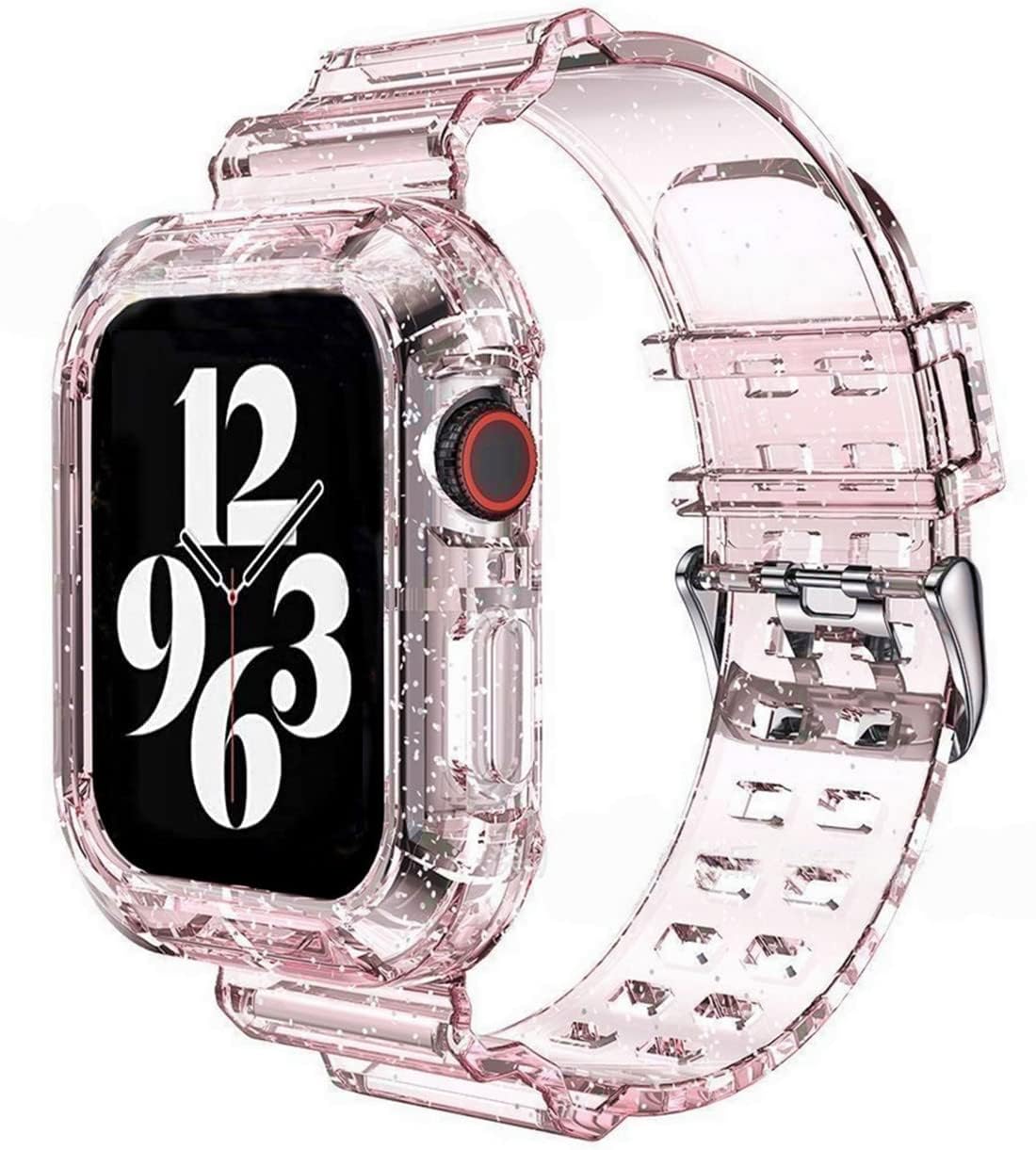 Wrist-B Compatible for Transparent Clear Apple Watch Bands 45mm 44mm 46mm 42mm 41mm 40mm 38mm 49mm Sport Band with Bumper Case for iWatch Series 11 10