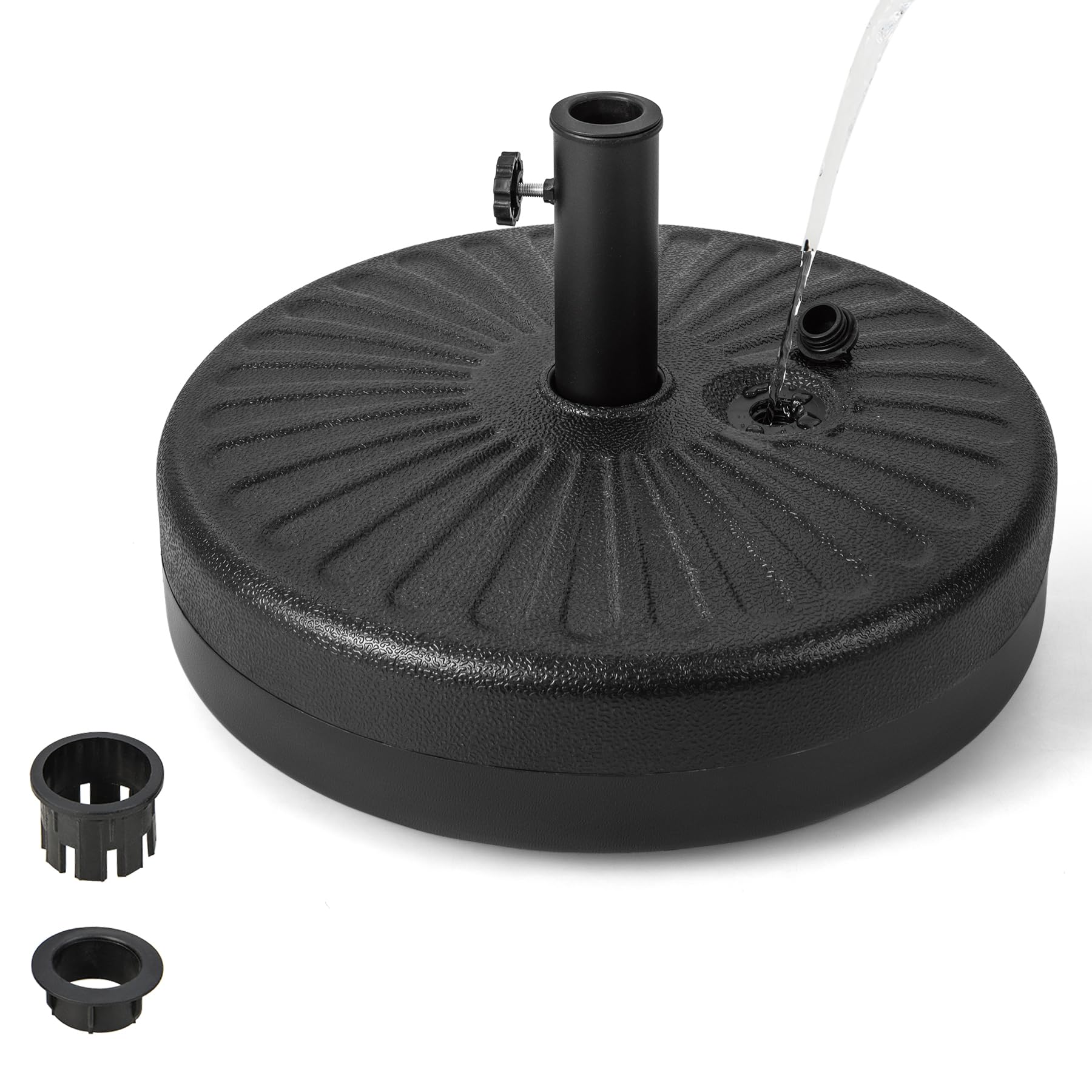 GOPLUS Parasolstandaard voor parasolstokken, 38 mm/48 mm, kan worden gevuld met 15,5 l water, 25 kg zand, parasolgewicht met handvat, parasolstandaard, diameter 45 cm, HDPE, zwart GOPLUS Parasolstandaard voor parasolstokken, 38 mm/48 mm, kan worden gevuld met 15,5 l water, 25 kg zand, parasolgewicht met handvat, parasolstandaard, diameter 45 cm, HDPE, zwart