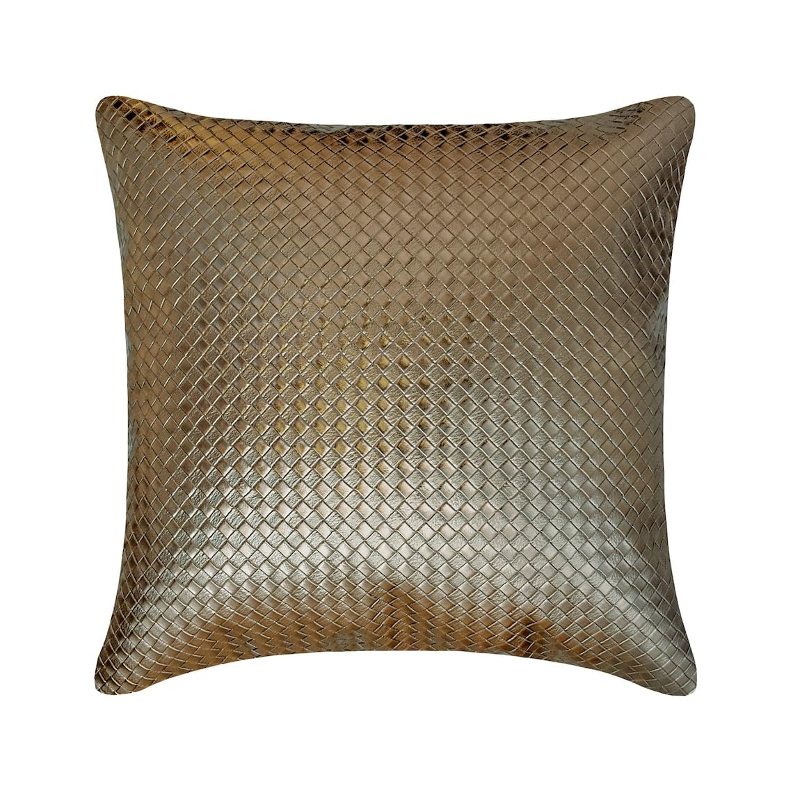 The HomeCentric Decorative Cushion Cover Grey Pack of 2, 45x45 cm (18"x18") Pillow Covers, Faux Leather Textured, Basket Weave, Solid, Metallic Toss Cushion Covers, Solid Pattern Modern - Tanner Grey