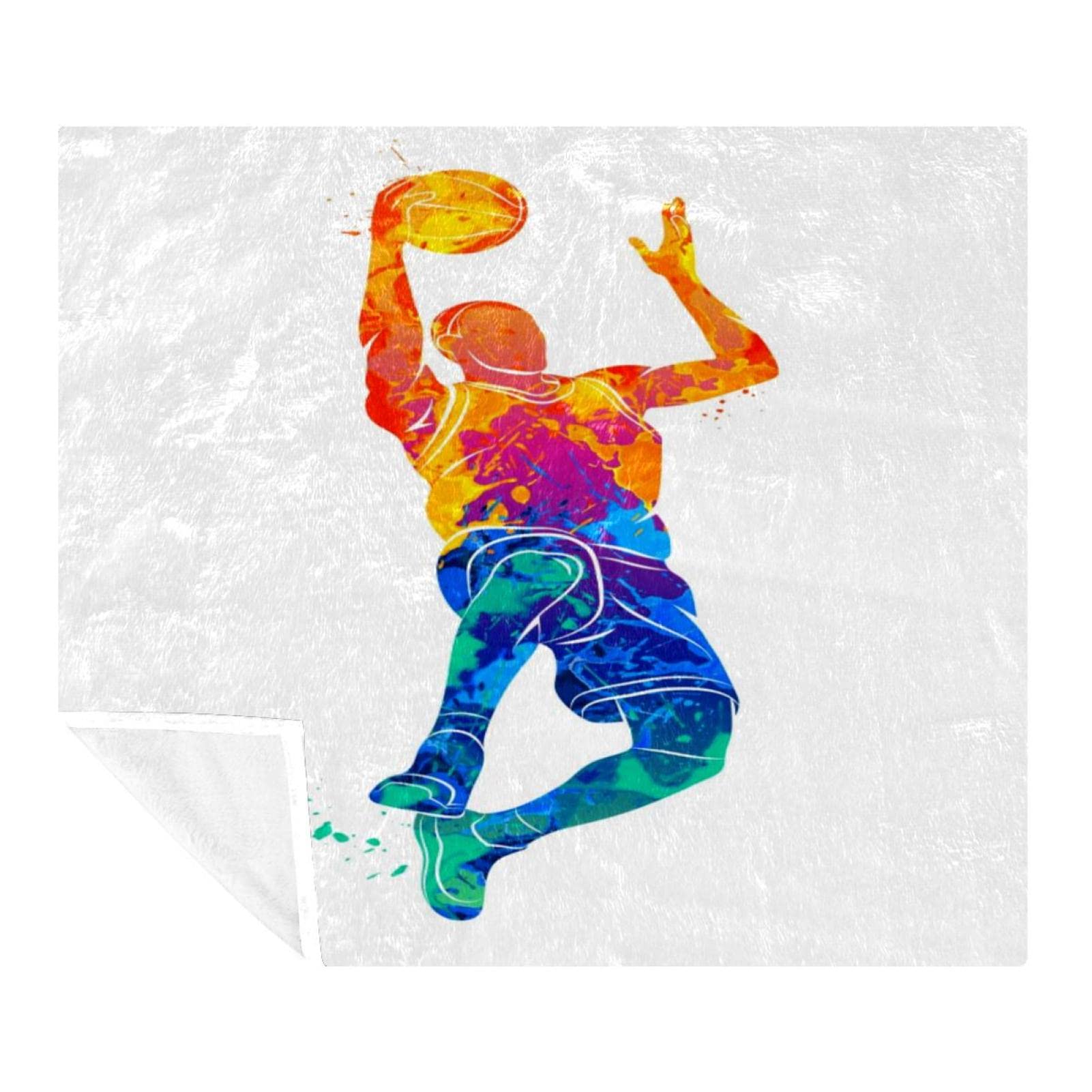 Couverture douce joueur de basket aquarelle, le cadeau idéal pour enfant