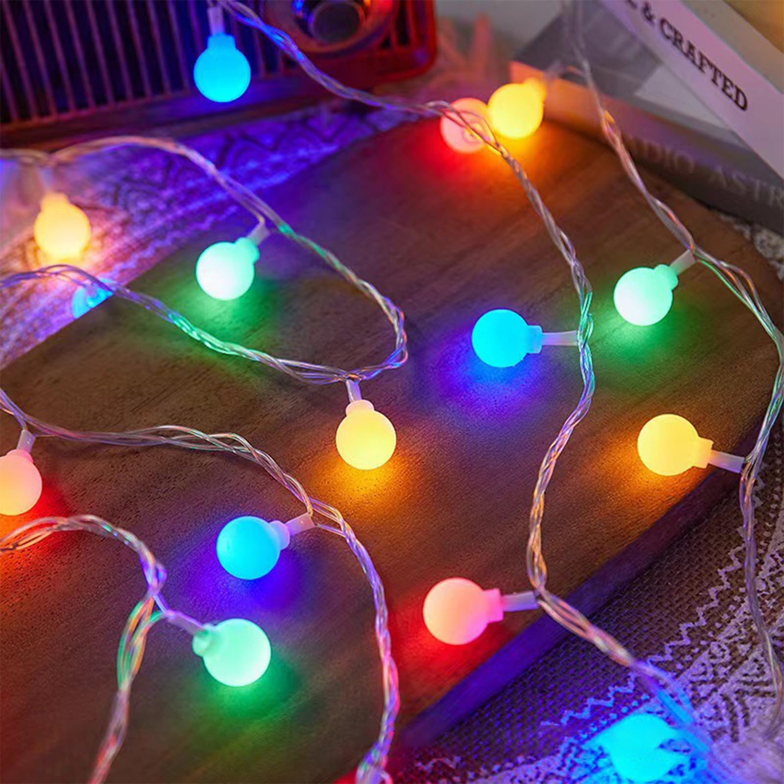 ENLACE Lichterkette Bunt Batterie, 3M 20 LED Lichterkette Kugeln, Bunte Globe Lichterketten Innen Außen, für Hochzeit, Weihnachten, Garten, Zimmer, Balkon, Camping, Party Deko