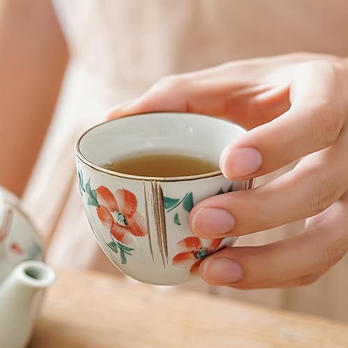 Miniatura 9 de Juego de té de cerámica - Tetera pintada a mano azul y blanca de 15 onzas, 4 tazas de té para los amantes del té