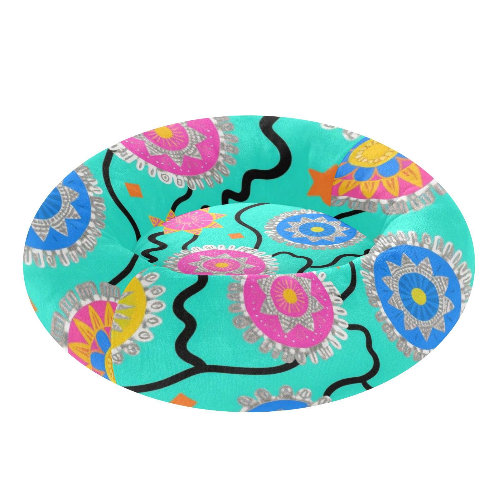 Lit pour chat bohème S - Coussin doux à fleurs colorées pour petit animal