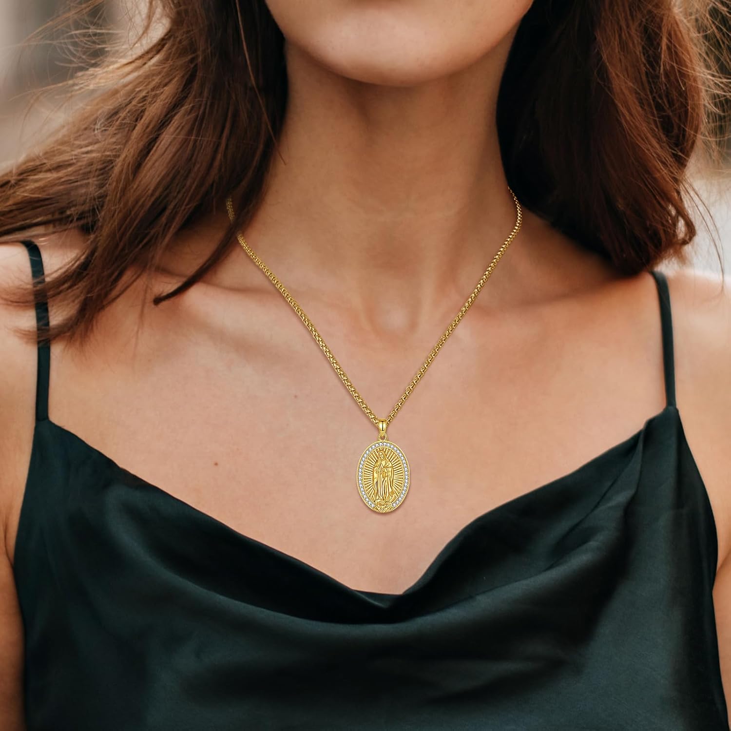 INFUSEU Catholic Protection Faith Necklace Collection, Virgin Mary St Benedict St Christopher St Florian St Joan of Arc - Image 4