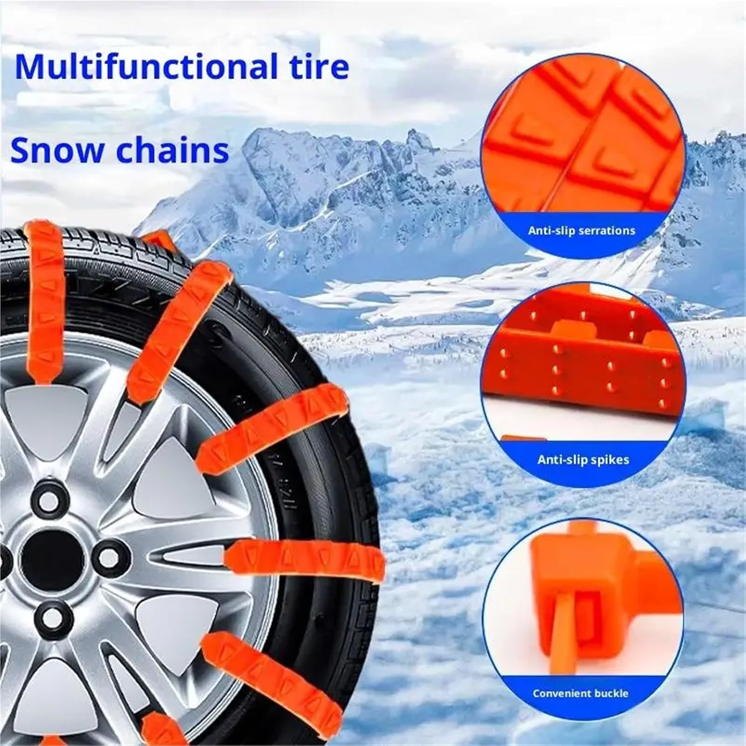 50Pcs Anti-Skid Snow Chains for Motorcycles Bicycles Winter Tire Traction Cables