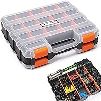 Anyyion 34-Compartment Double-Sided Parts Organizer with Removable Dividers for Screws, Bolts, Nails, Jewelry & Crafts
