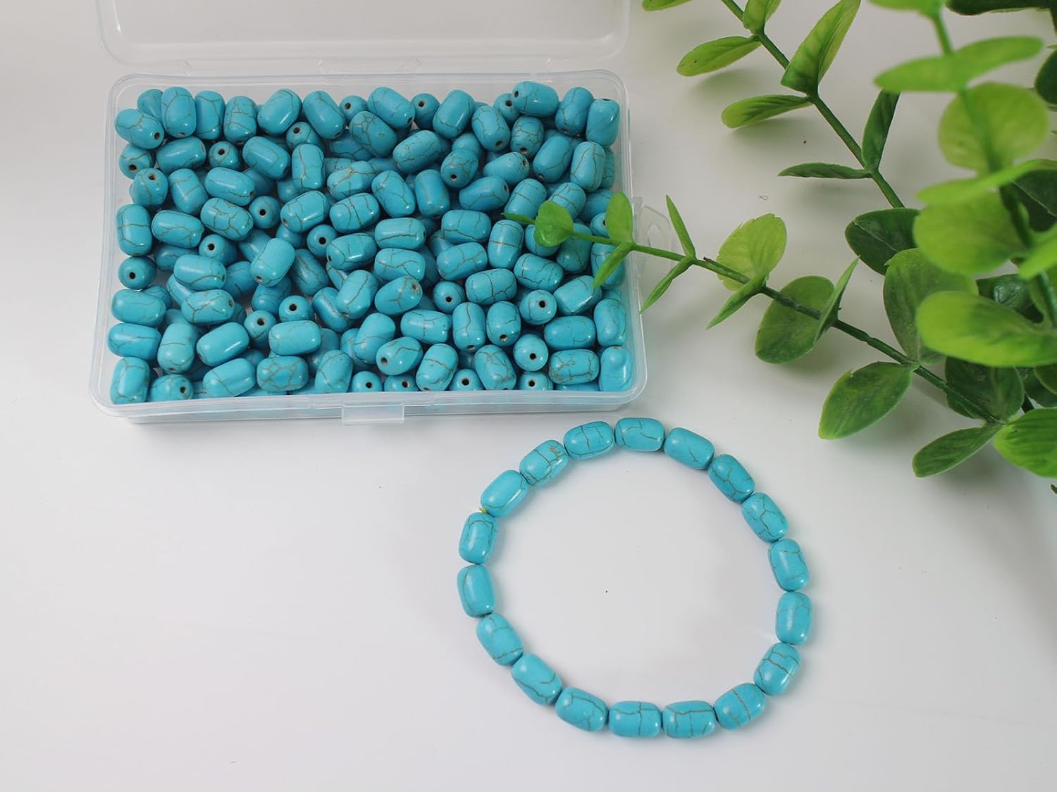 Turquoise Stone Cylinder Beads for Jewelry Making - 200pcs 8x12mm Blue Tube Spacer Beads Bulk for Necklace, Bracelet, Keychain, Hair, Lanyard & DIY Craft Supplies - Image 6