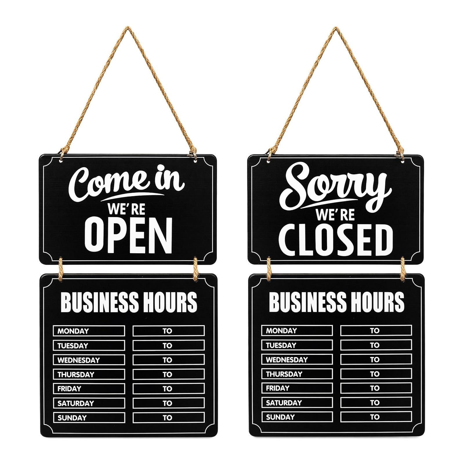 Boxwood Open Closed Sign, Double Sided Wooden Chalkboard Hours Sign