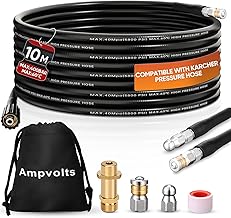 10m Pipe Cleaning Hose with Brass Adapter - 400 Bar / 5800 PSI Compatible with Karcher Pressure Washer K2 K3 K4 K5 K6 K7 Drain Unblocker